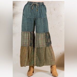 Bohemian Patchwork Wide-Leg Pants